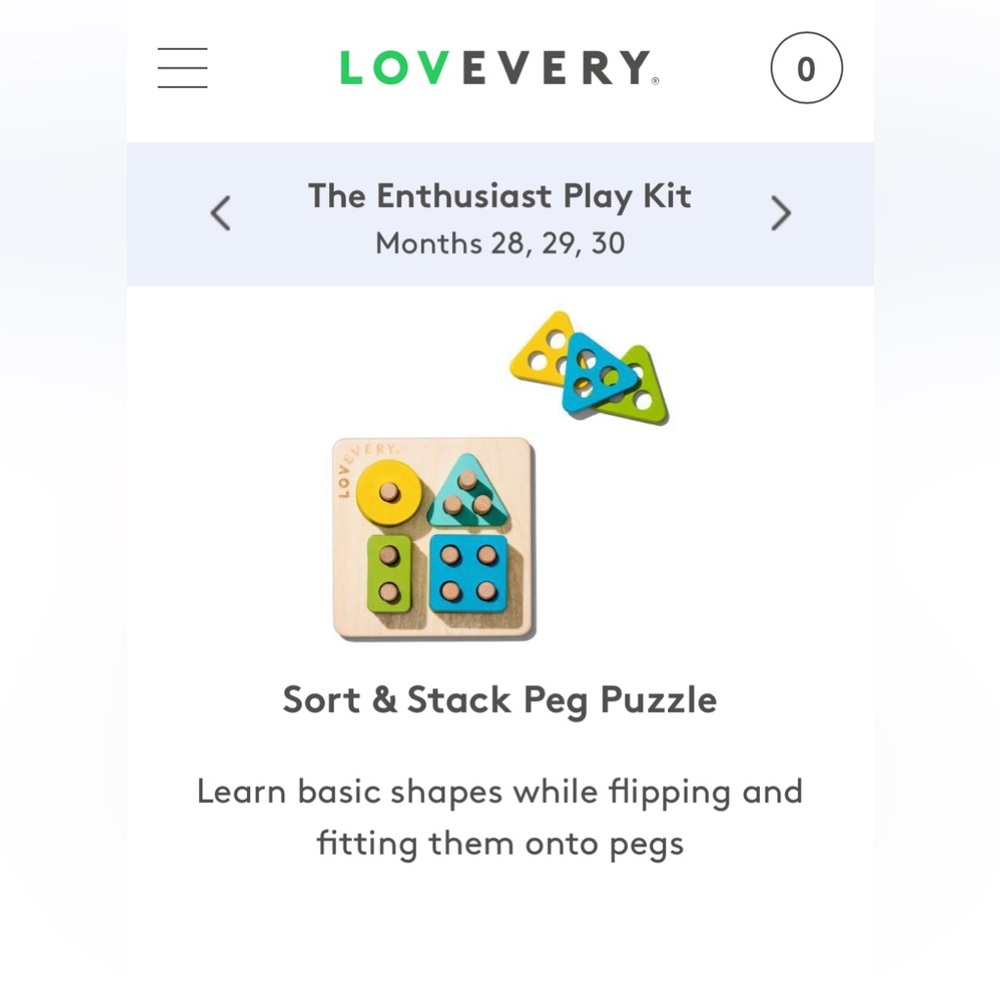 Lovevery Sort & Stack Peg Shape Puzzle Enthusiast Kit